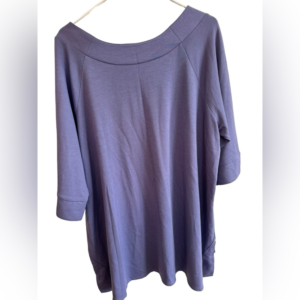 Soft Surroundings Short Sleeved Top Size 2XL Periwinkle Purple Buttons Very Soft - Picture 2 of 5